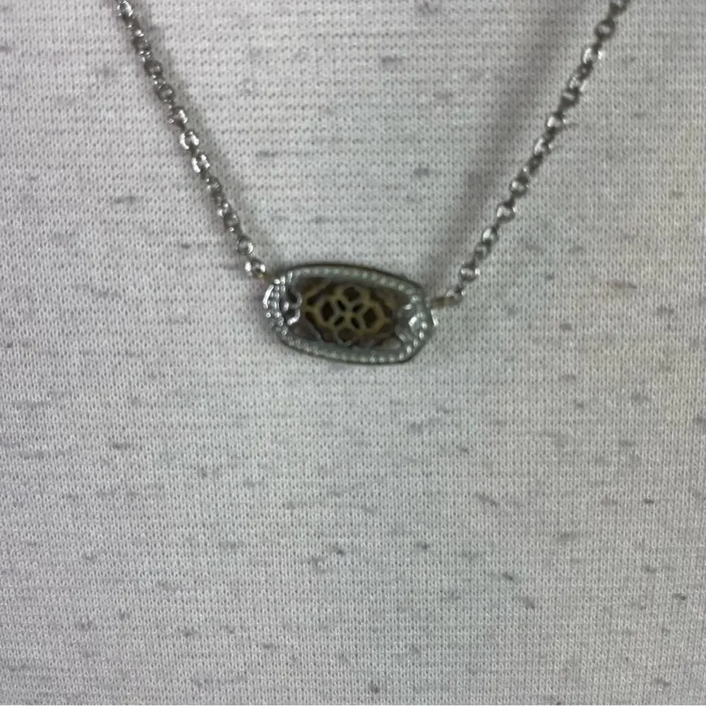 Kendra Scott Silver Elisa Gunmetal Filagree Necklace